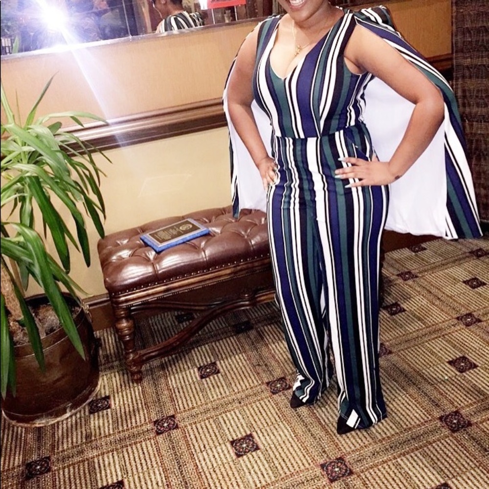 Multicolor jumpsuit with cape